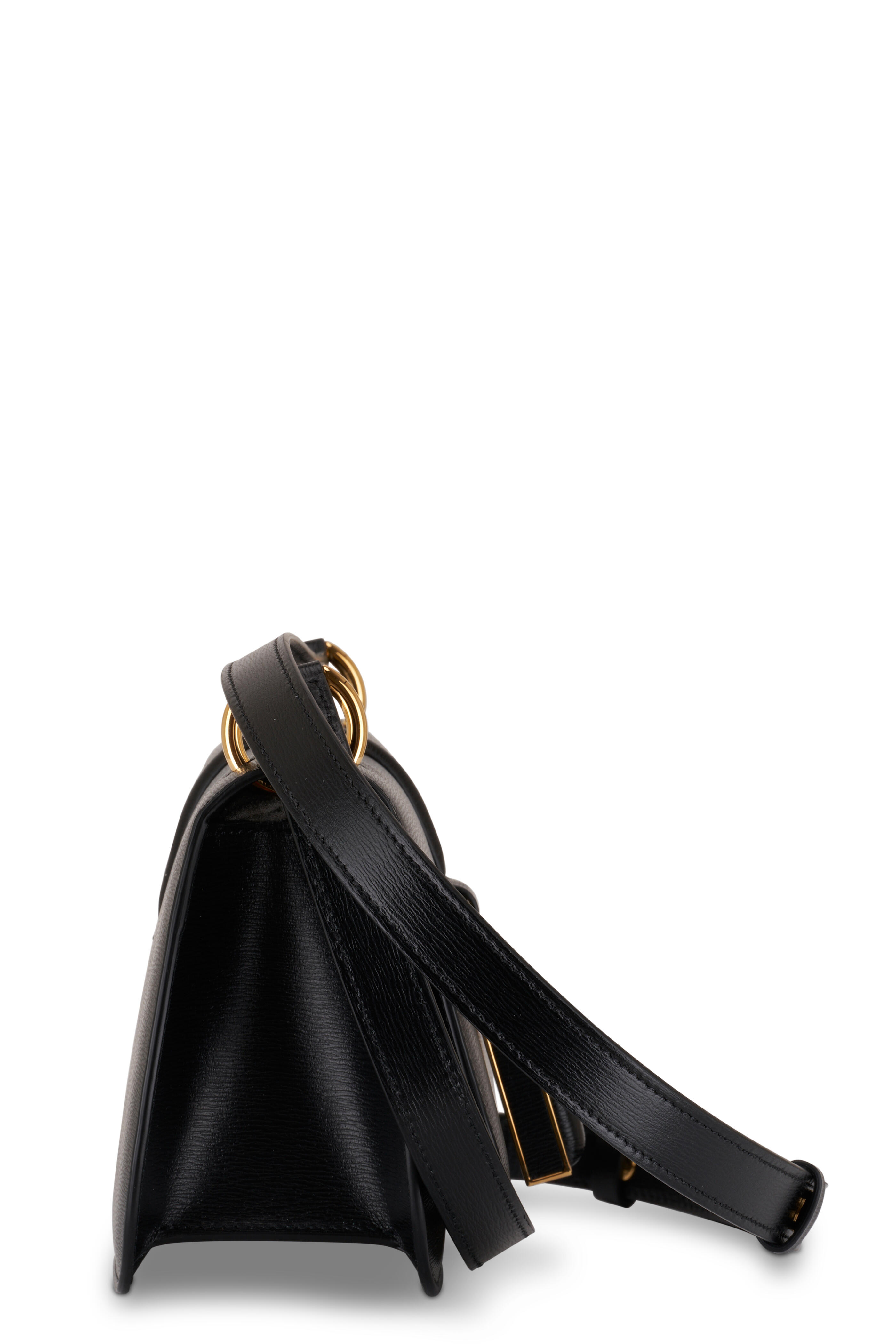 Tom Ford Black Leather Lock Flat Foldover Bag with Gold Hardware., Lot  #64744