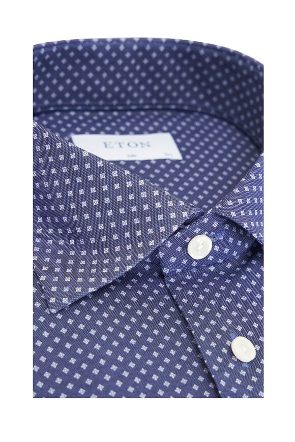 Eton - Blue Geometric Print Dress Shirt