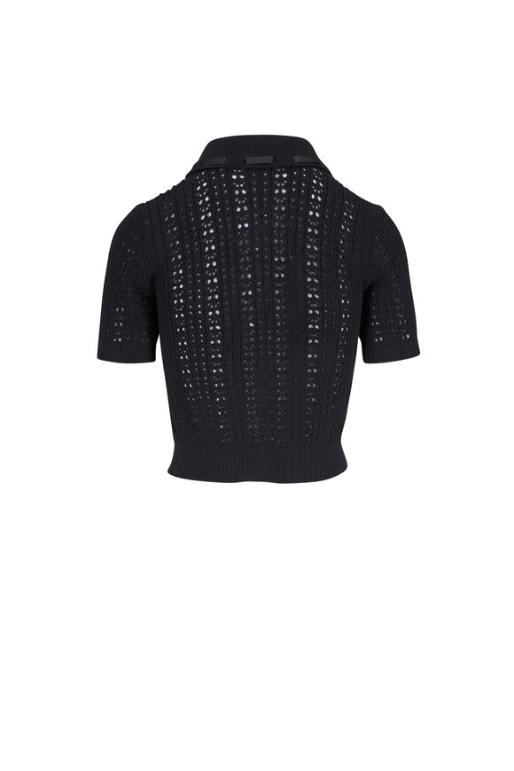 L'Agence Ninette Black Pointelle Knit Top - view 3
