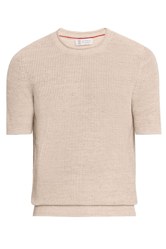 Brunello Cucinelli Dazzling Ribbed Net Knit T-Shirt | Sendegaro