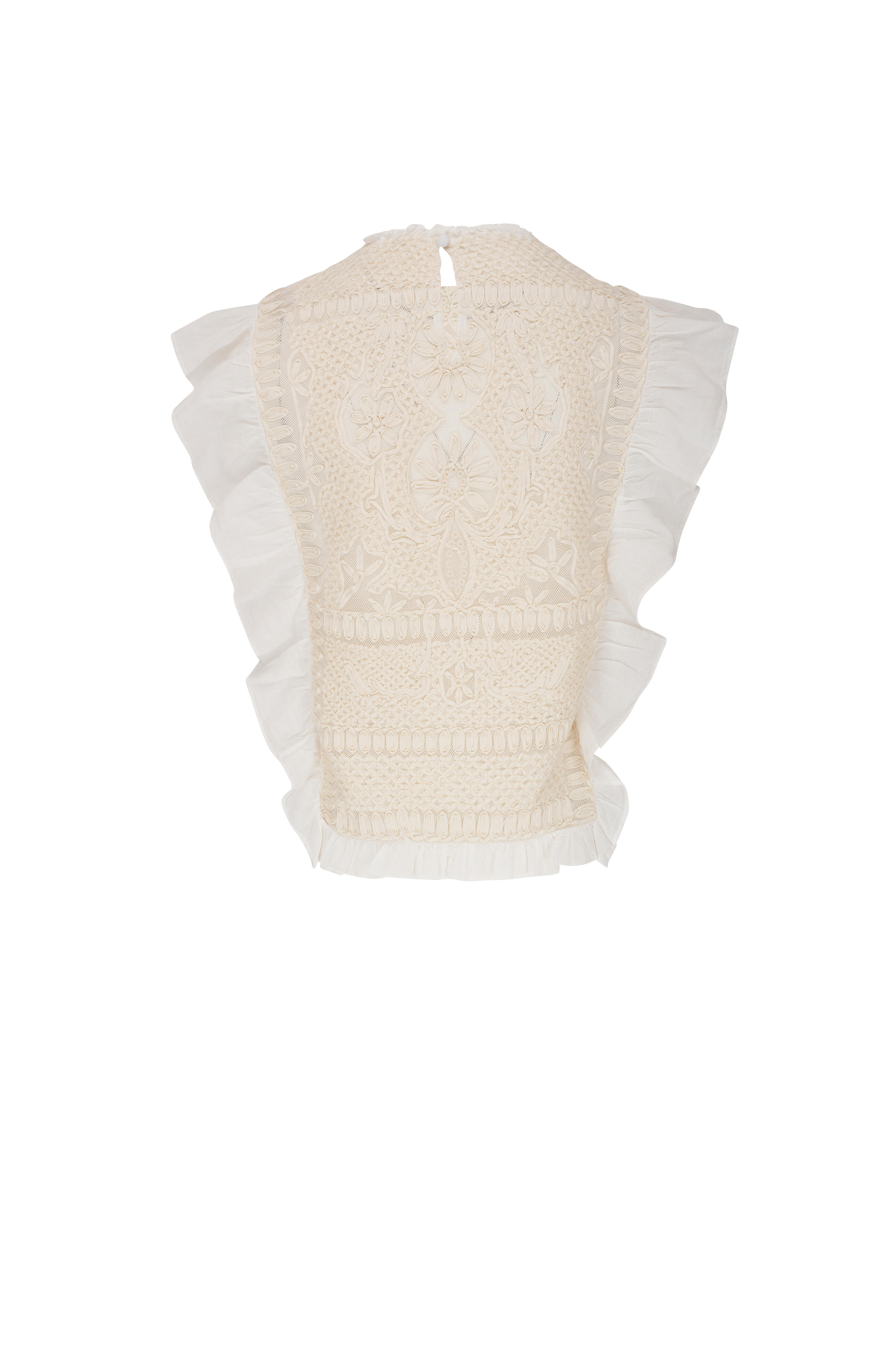 Veronica Beard - Capriana Off White Lace Embroidered Top