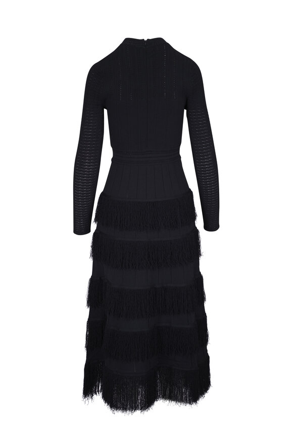 Lela Rose - Piper Black Fringe Knit Dress