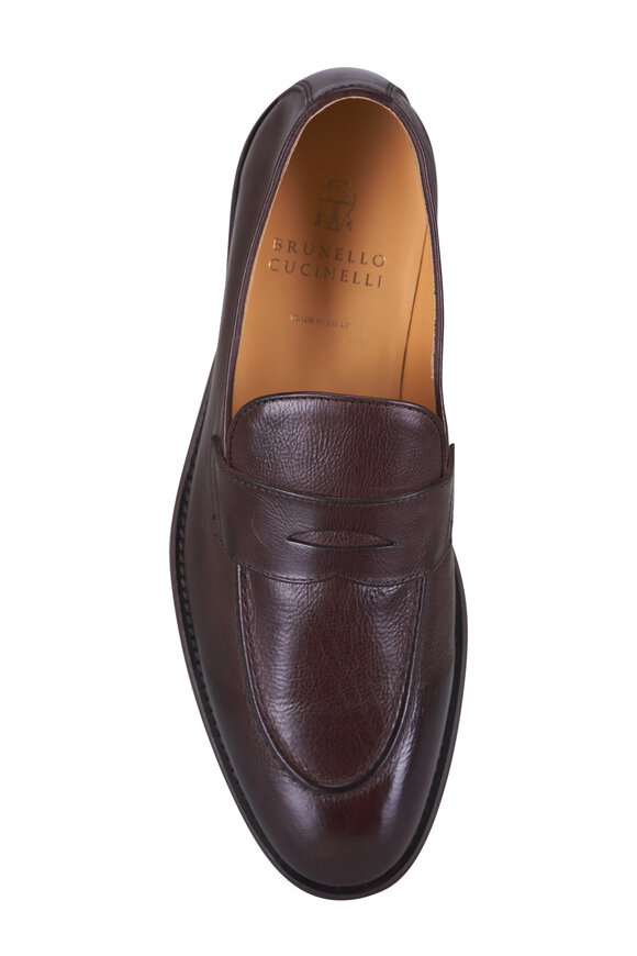 Brunello Cucinelli - Ebony Leather Penny Loafer