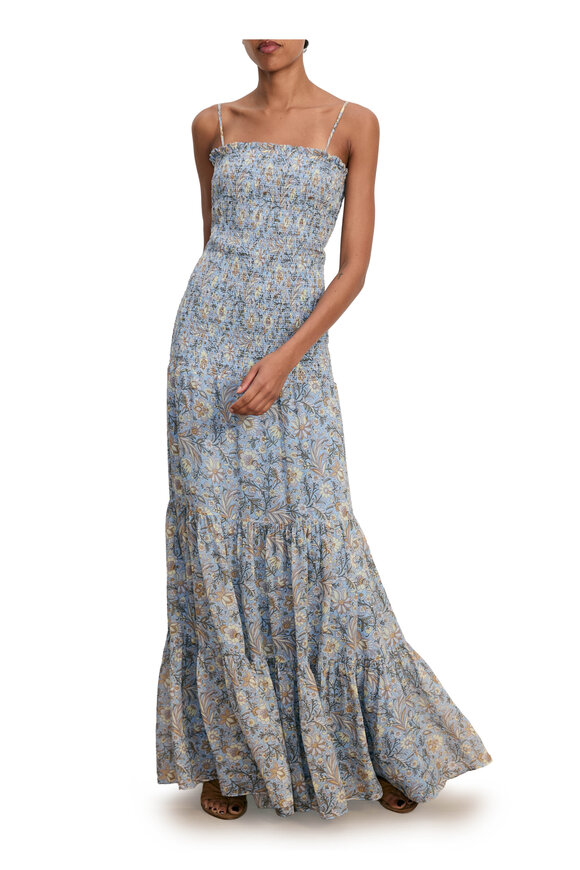 Veronica Beard - Clem Blue Jay Multi Smocked Dress