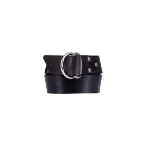 RRL - Black Italian Leather Double Ring Belt | Mitchell Stores