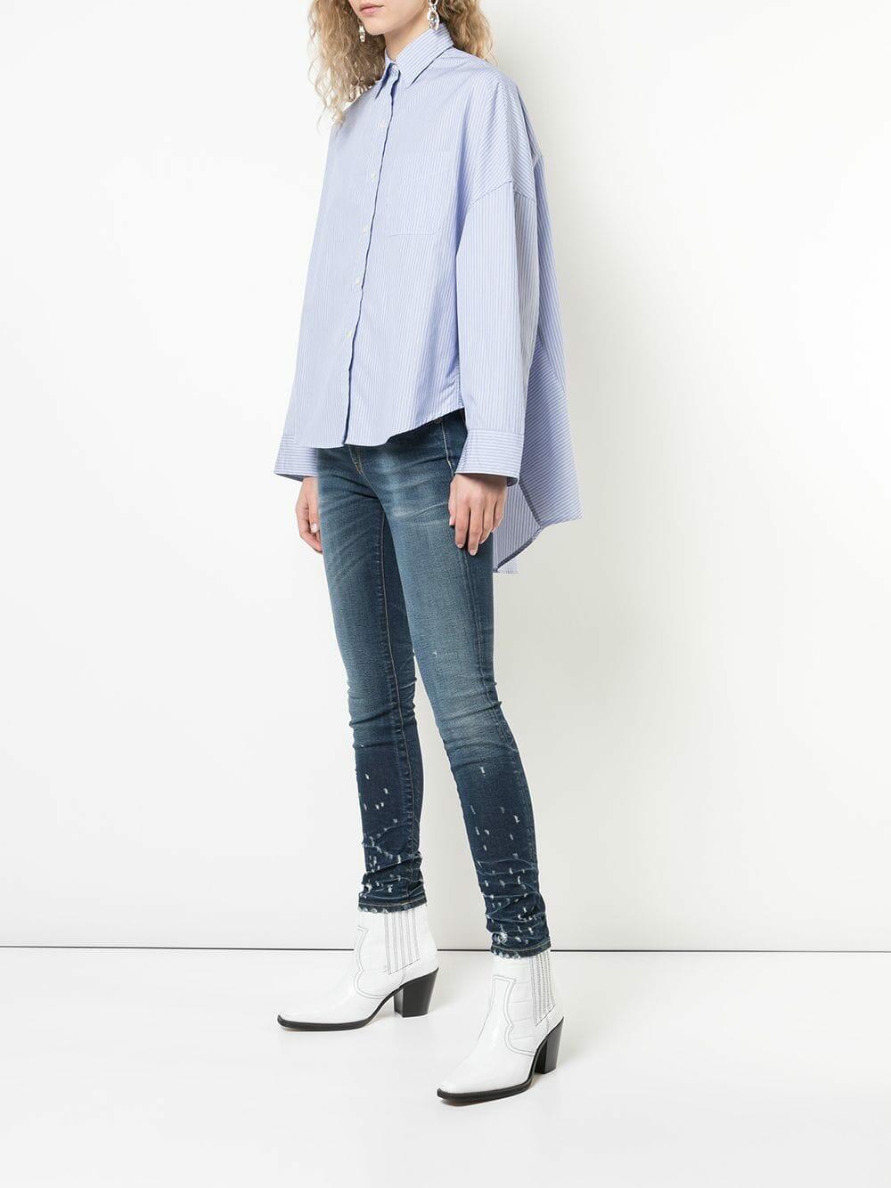 R13 - Oversized Light Blue Striped Cotton Shirt