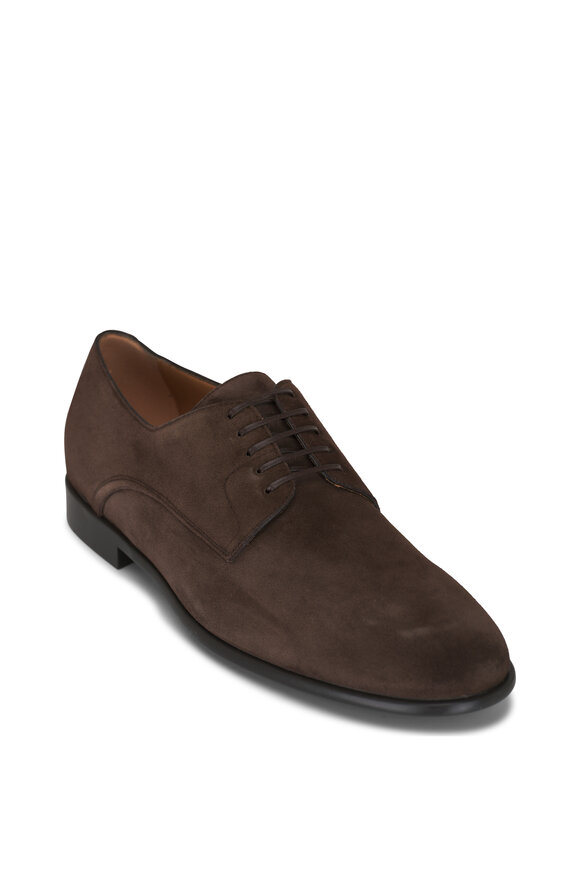 Ferragamo T Moro Dark Brown Suede Lace Up Shoe 