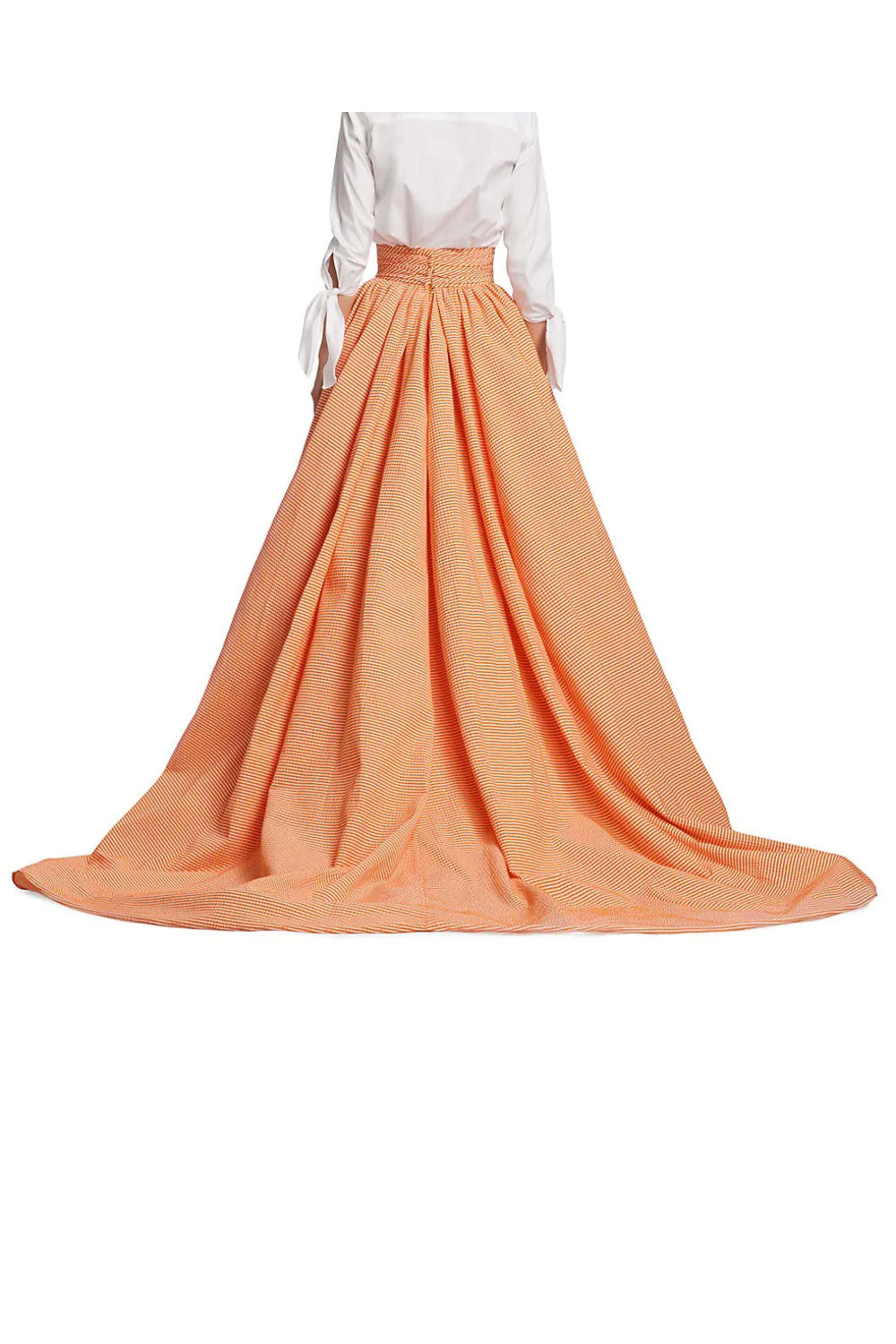 Carolina Herrera - Marigold Seersucker Ruched Waist Ball Skirt