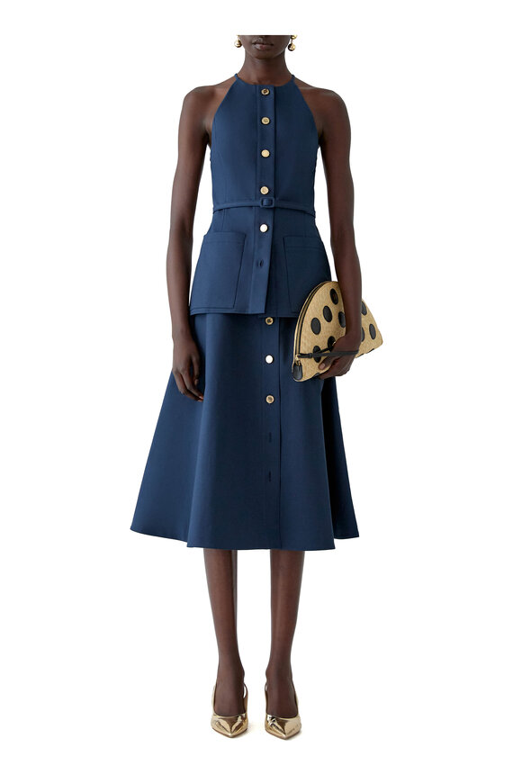 Carolina Herrera Midnight Cotton Midi Skirt - view 2