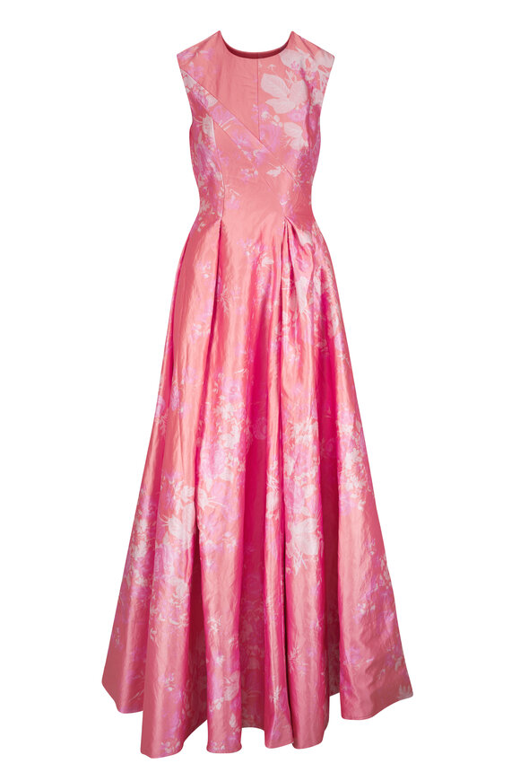 Erdem Peach Hourglass Textured Satin Gown