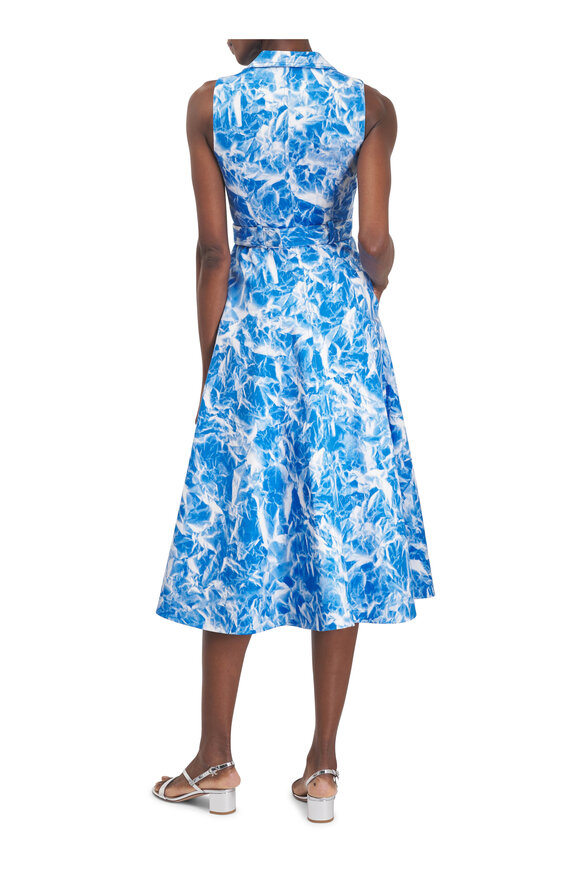 Akris Blue & White Printed Denim Mini Dress - view 4