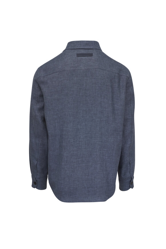 Zegna Indigo Cashmere & Linen Overshirt - view 3
