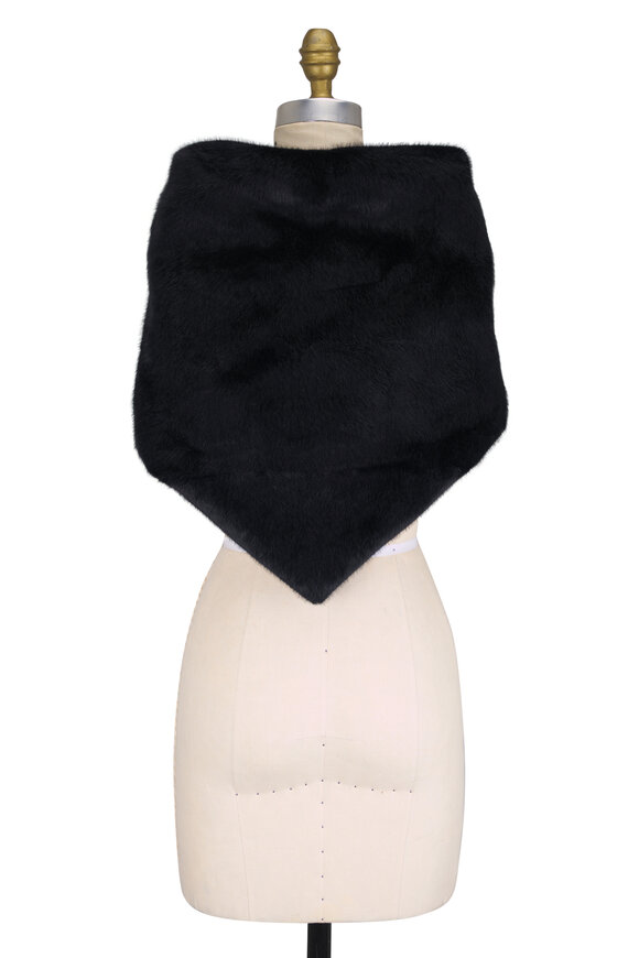 Herno Black Faux Fur Triangle Foulard - view 2