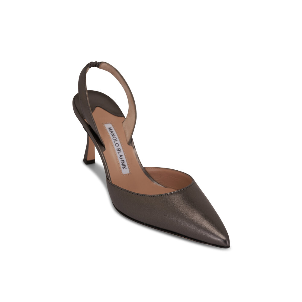 【最終価格】MANOLO BLAHNIK ブーティ/36 Manolo Blahnik - Carolyne Graphite Leather Slingback Pump, 70mm