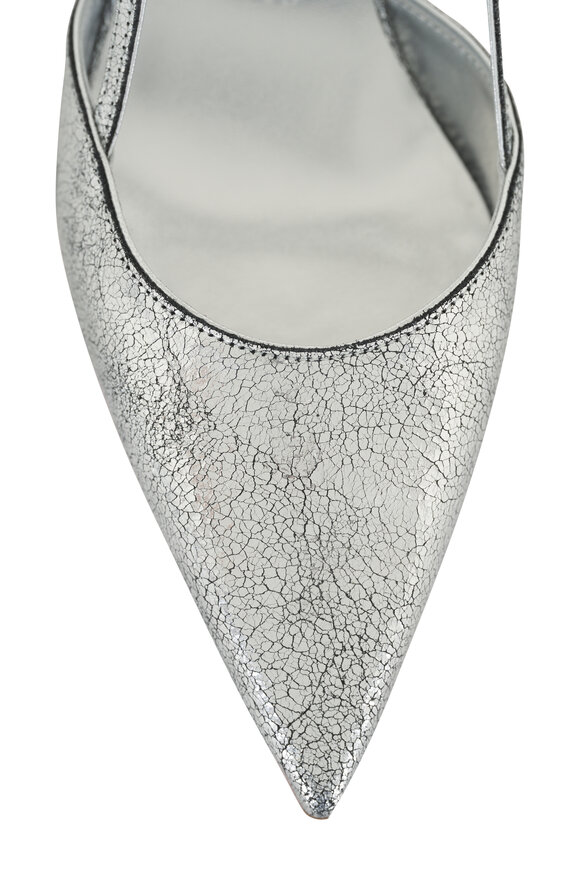 Christian Louboutin - Condoroline Silver Manoir Leather Slingback, 55mm