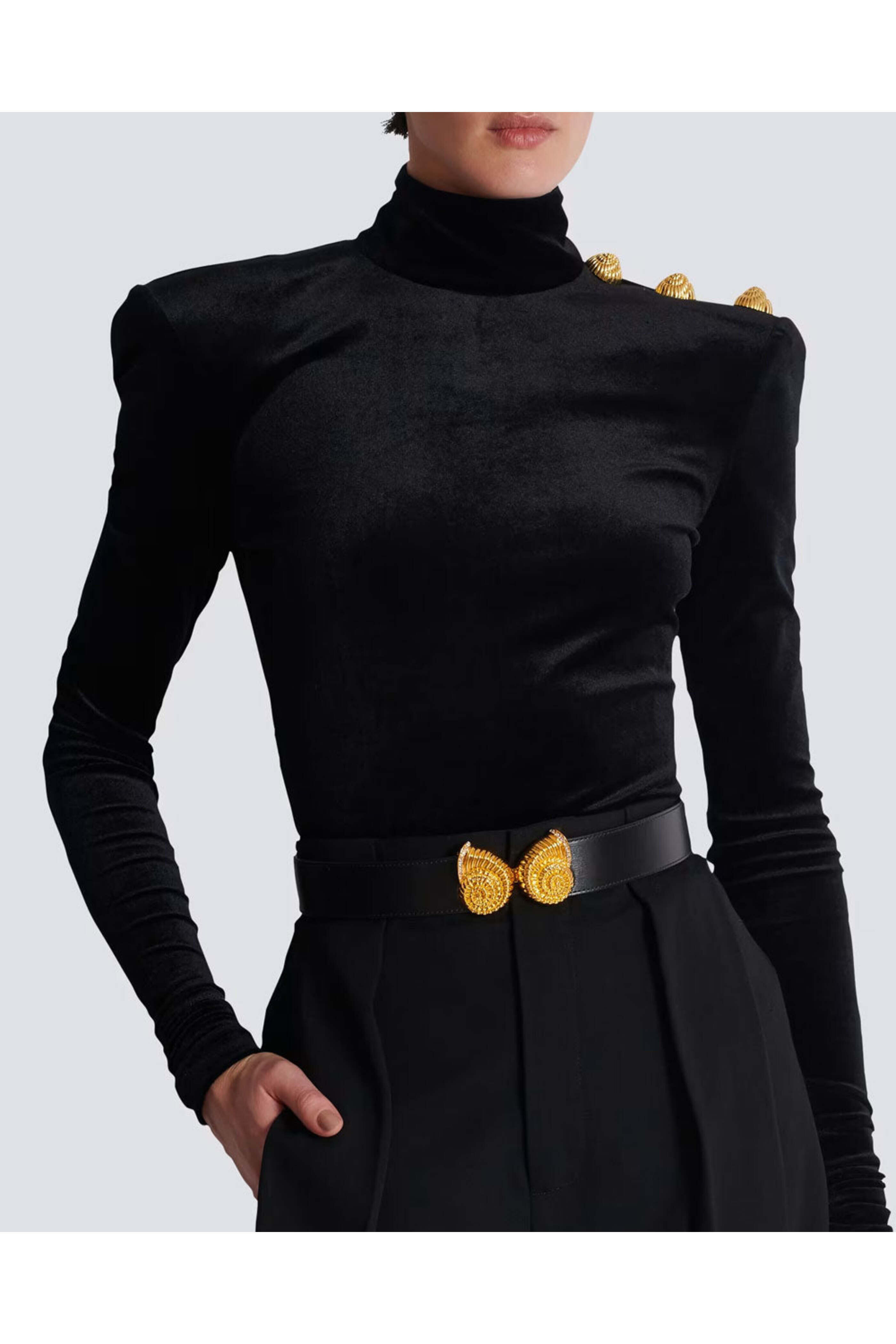 Balmain - Double Snail Leather Belt in Black