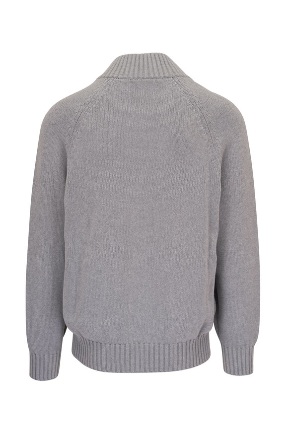 Brunello Cucinelli - Gray Cotton Full Zip Sweater 