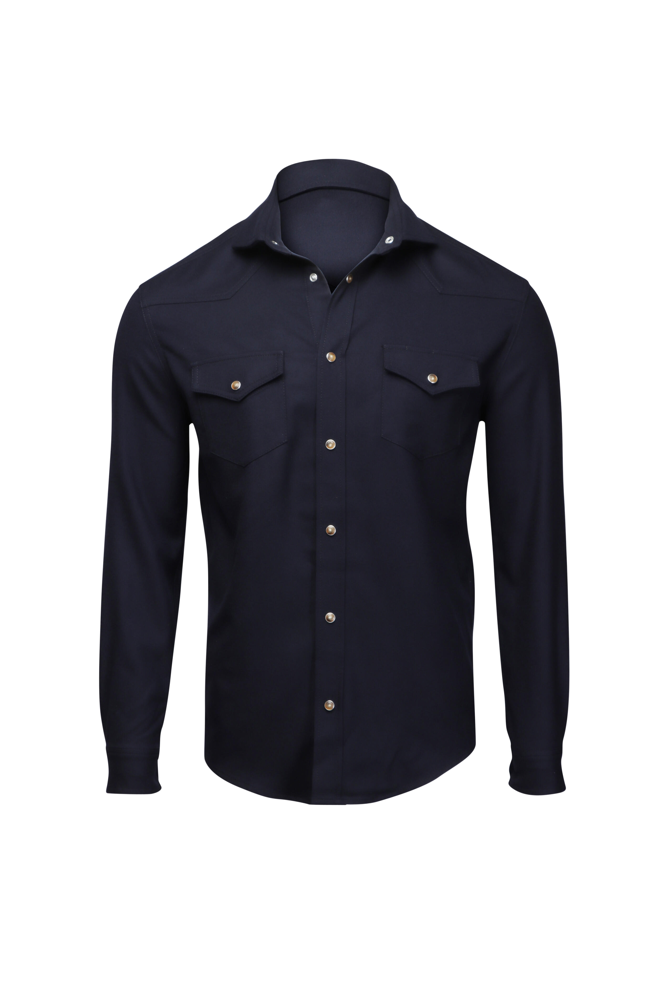 Marco Pescarolo - Navy Wool Snap Overshirt