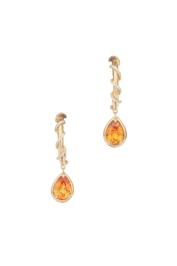 Vanessa Mandarin Garnet & Diamond Curve Hoop Earrings