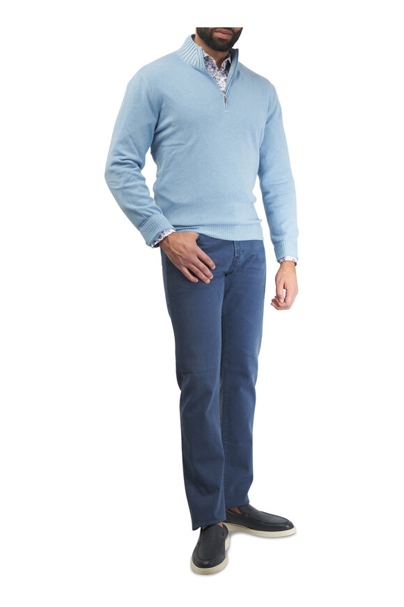 Gran Sasso - Light Blue Quarter Zip Pullover