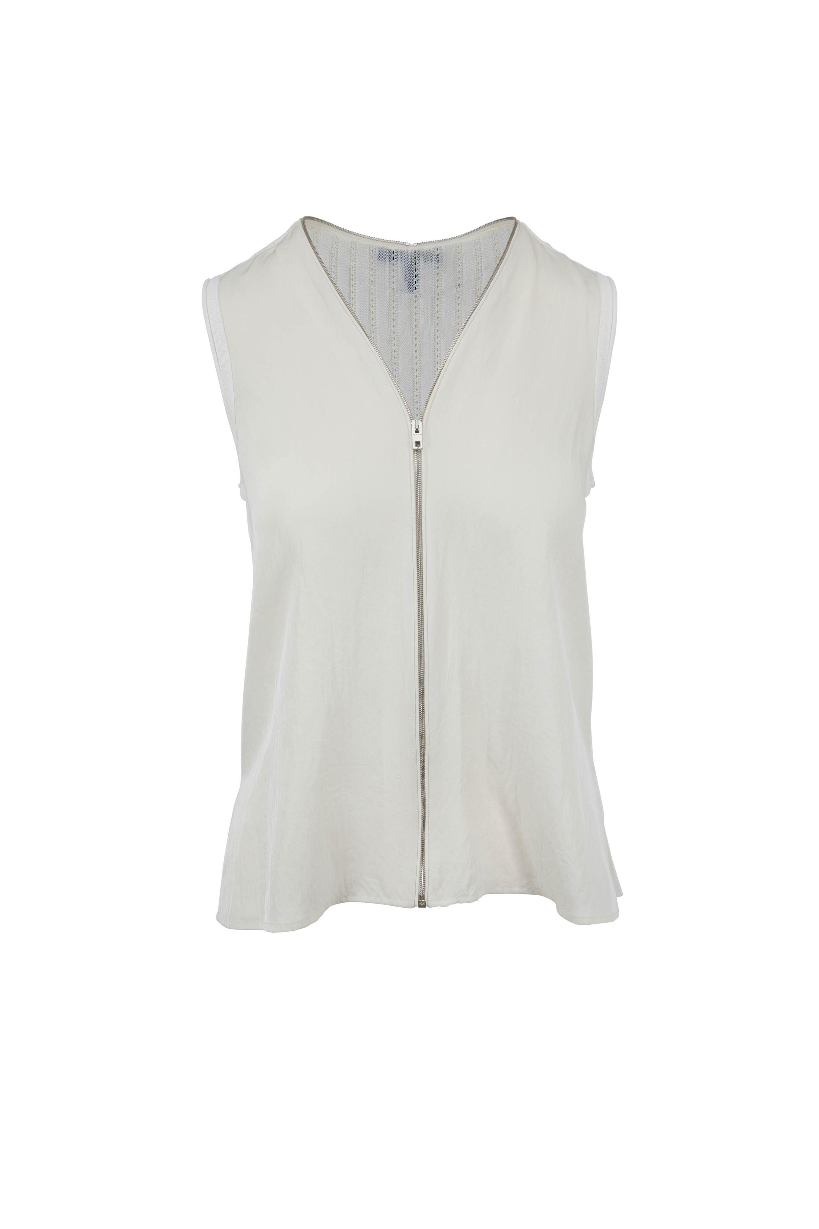 Rag & Bone - Valerie Antique White Zip-Front Sleeveless Top