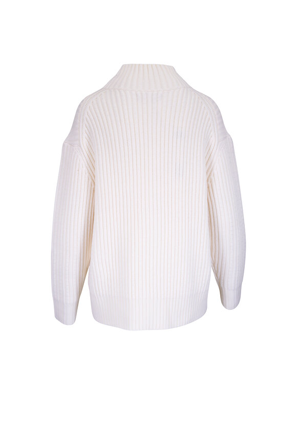 Lela Rose - Ivory Rhinestone Turtleneck Cable Knit Sweater