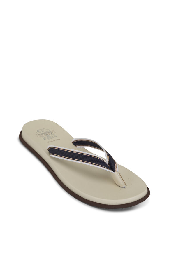 Brunello Cucinelli - Navy Blue Grossgrain Flip Flop