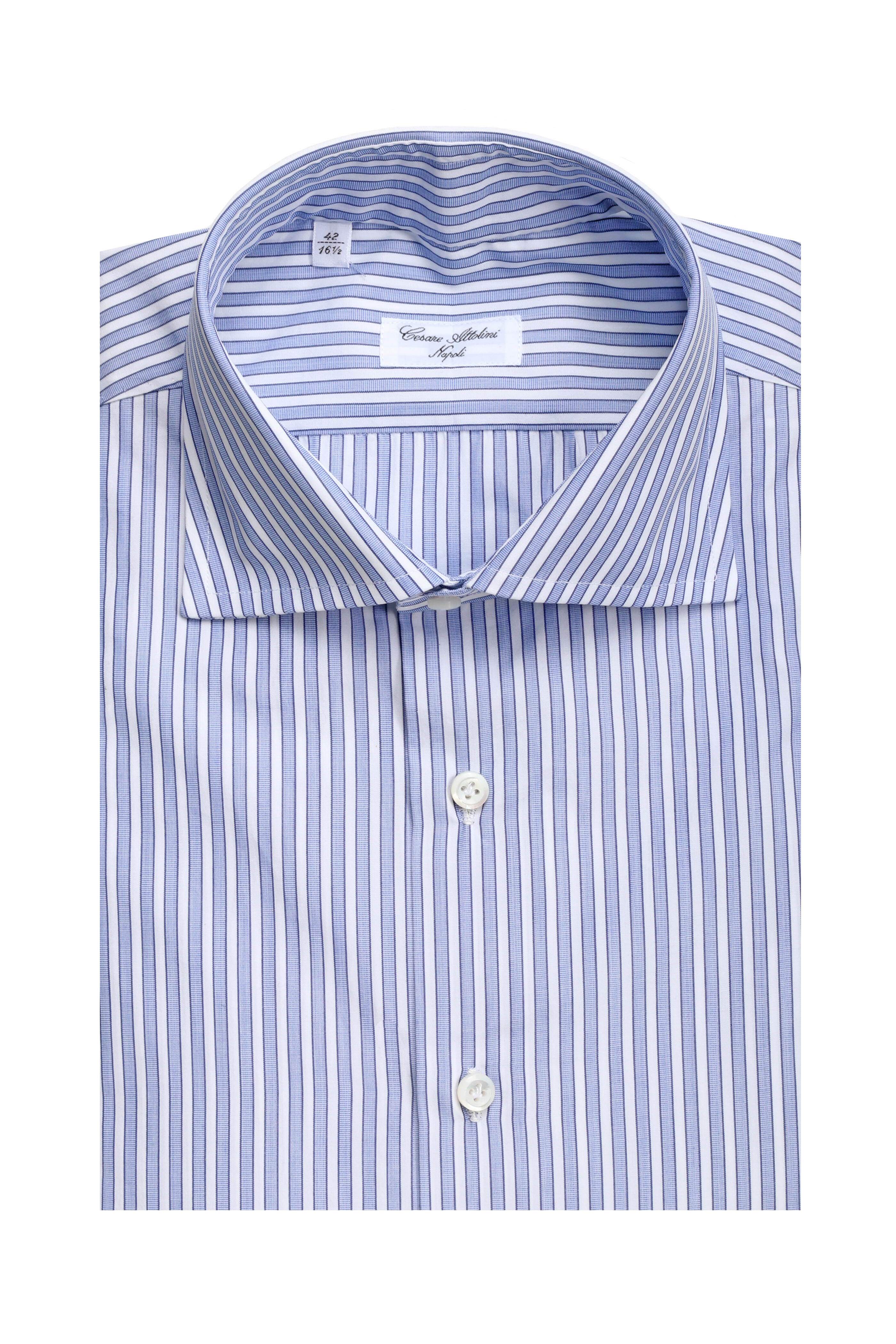 Cesare Attolini - Periwinkle & White Striped Sport Shirt