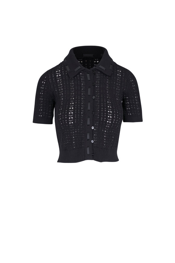 L'Agence Ninette Black Pointelle Knit Top