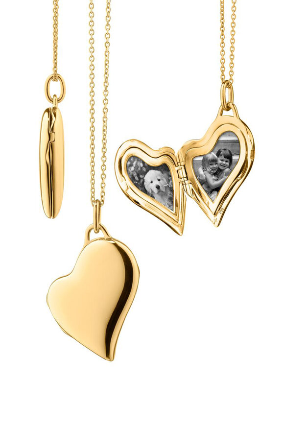 Monica Rich Kosann Slim 18K Gold Heart Locket Necklace