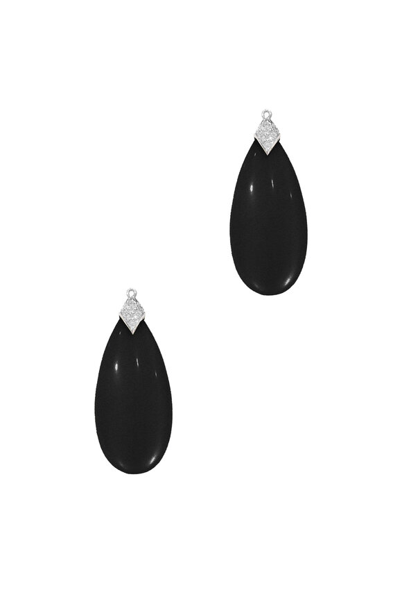 Paolo Costagli - 14K White Gold Black Coral & Diamond Drop Earrings