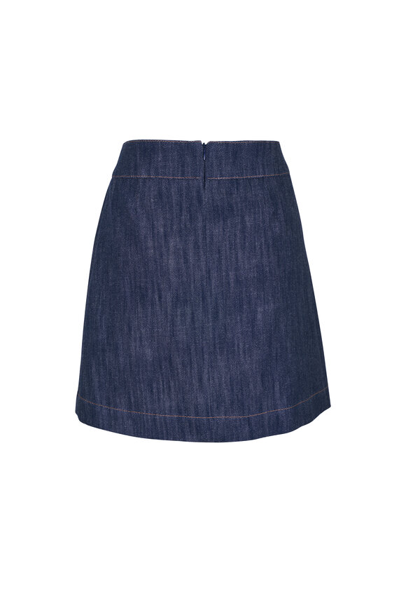 Akris Punto - Washed Denim Pleated Mini Skirt