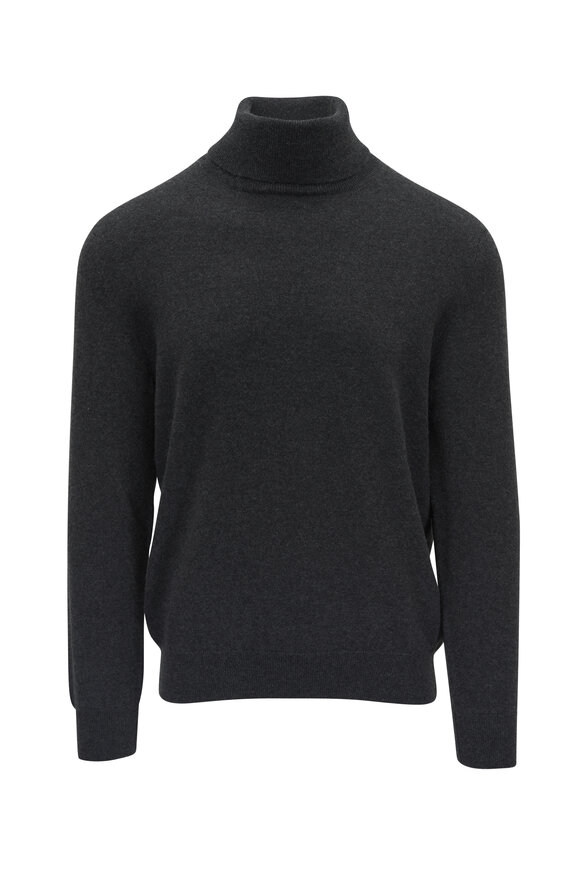 Fratelli Piacenza Charcoal Gray Cashmere Turtleneck Sweater