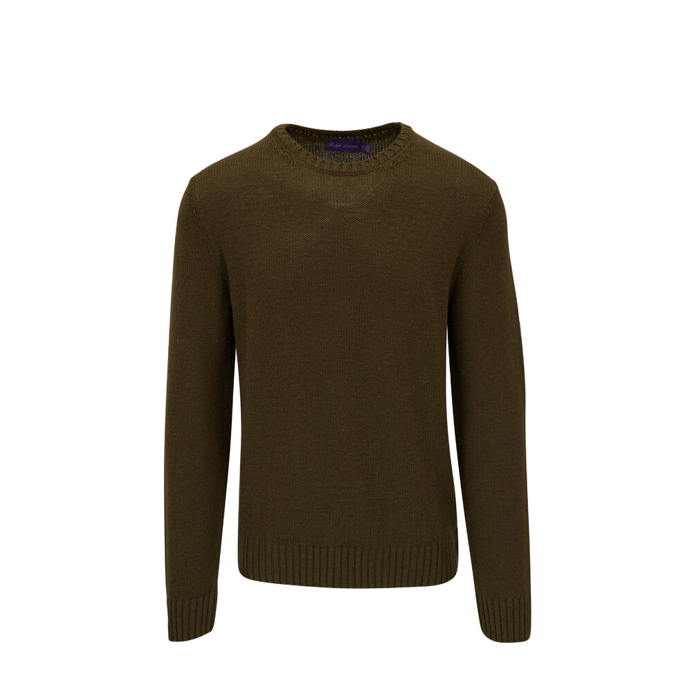 Ralph Lauren Purple Label - Olive Night Silk & Linen Crewneck Sweater