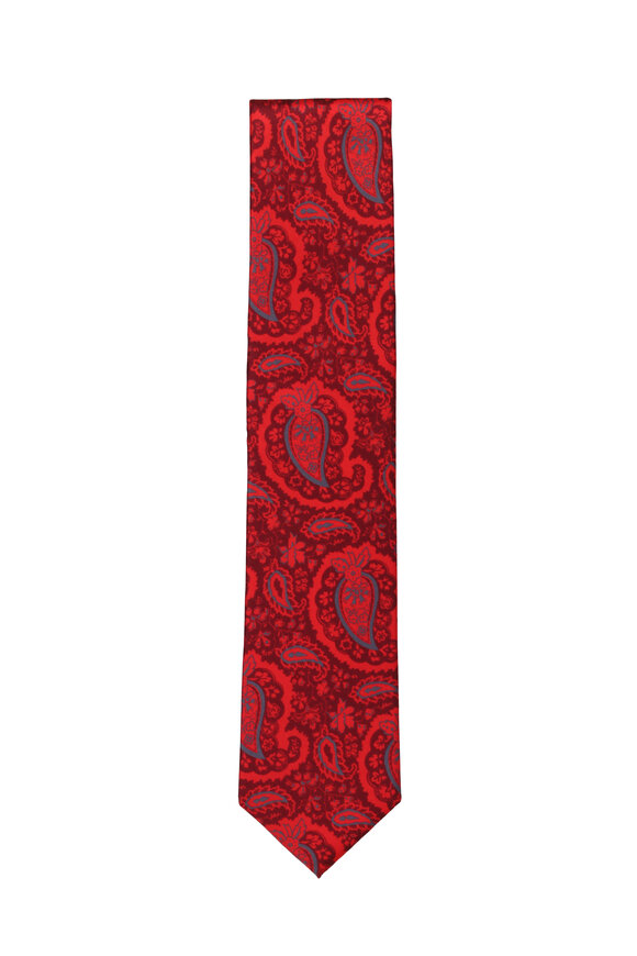 Dolce Punta Red Paisley Silk Necktie
