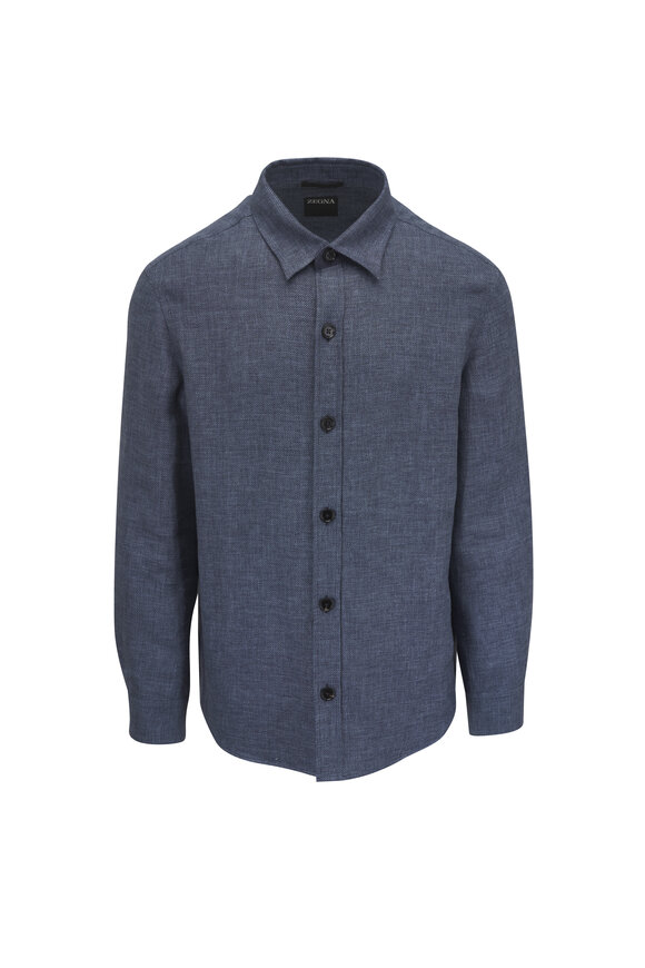 Zegna Indigo Cashmere & Linen Overshirt