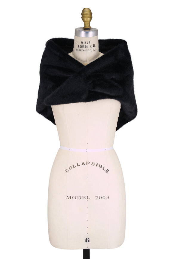 Herno Black Faux Fur Triangle Foulard - view 1