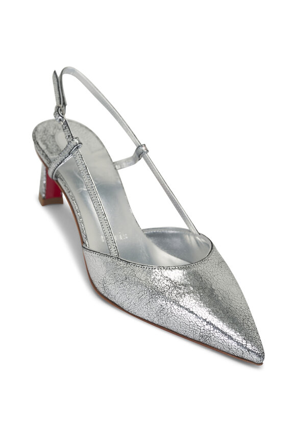 Christian Louboutin Condoroline Silver Manoir Leather Slingback, 55mm