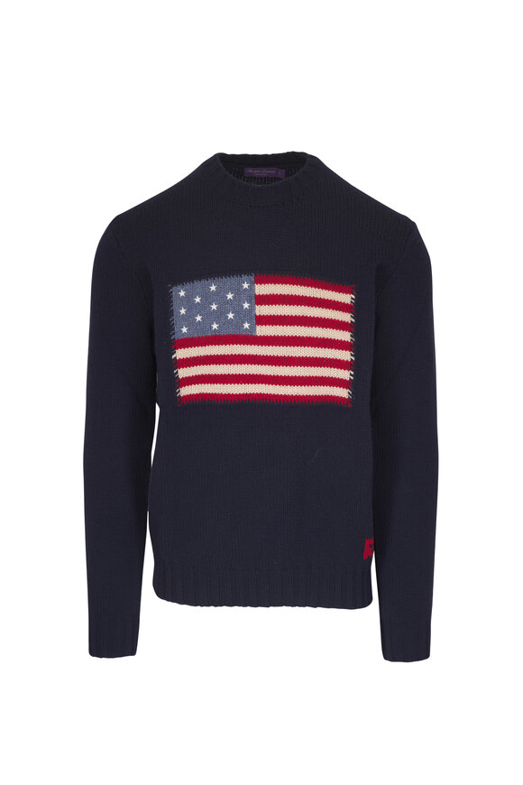 Ralph Lauren Purple Label Navy Cashmere Flag Sweater - view 1