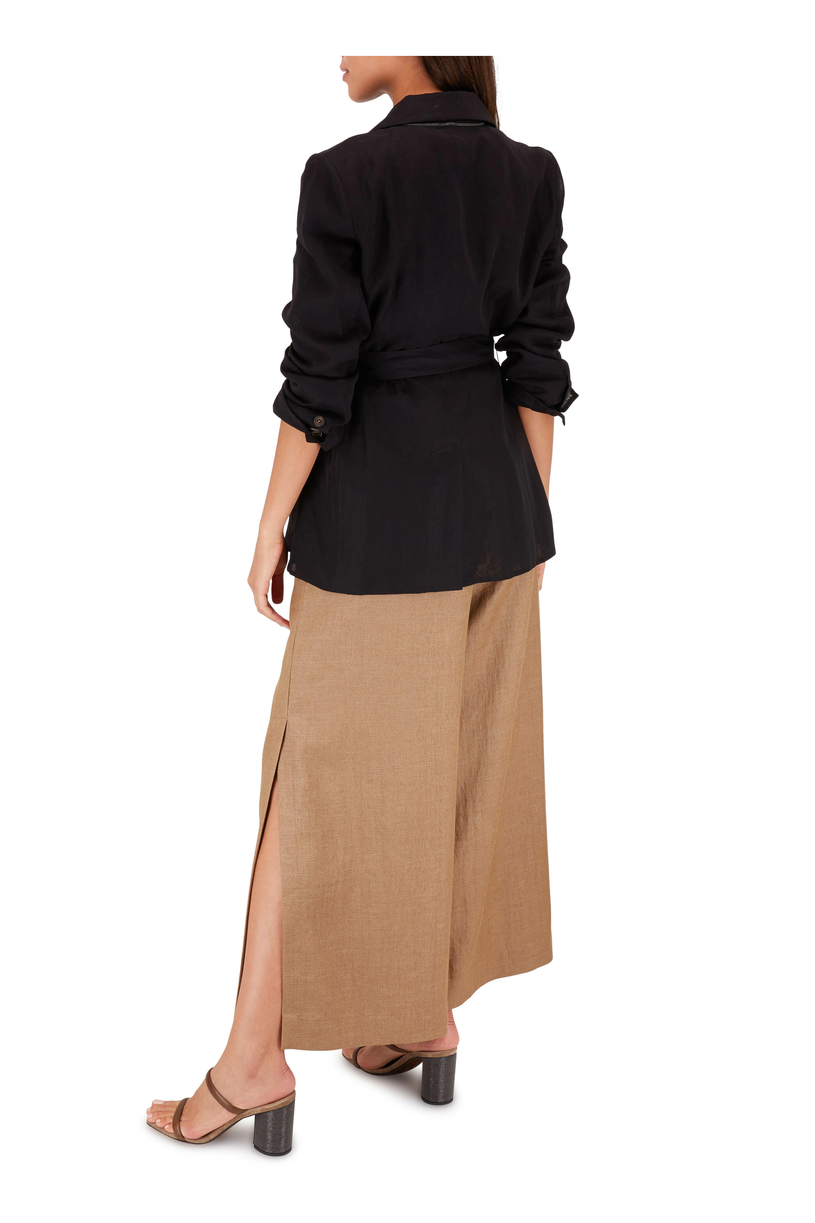パンツ BRUNELLO CUCINELLI Woman Pants Brown M12709899P C077 Mid-rise suede wide-leg pants in brown - Brunello Cucinelli