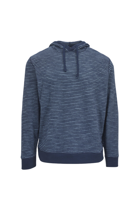 Faherty Brand Sunwashed Navy Stream Stiped Cotton Hoodie