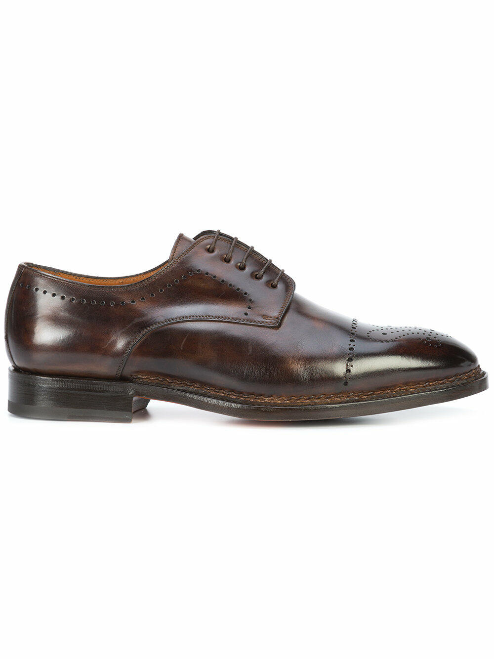Bontoni - Chocolate Leather Medallion Toe Derby Shoe