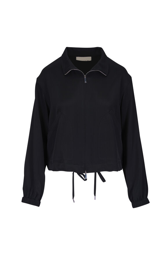 Lafayette 148 New York Black Zip Front Bomber Jacket - view 1