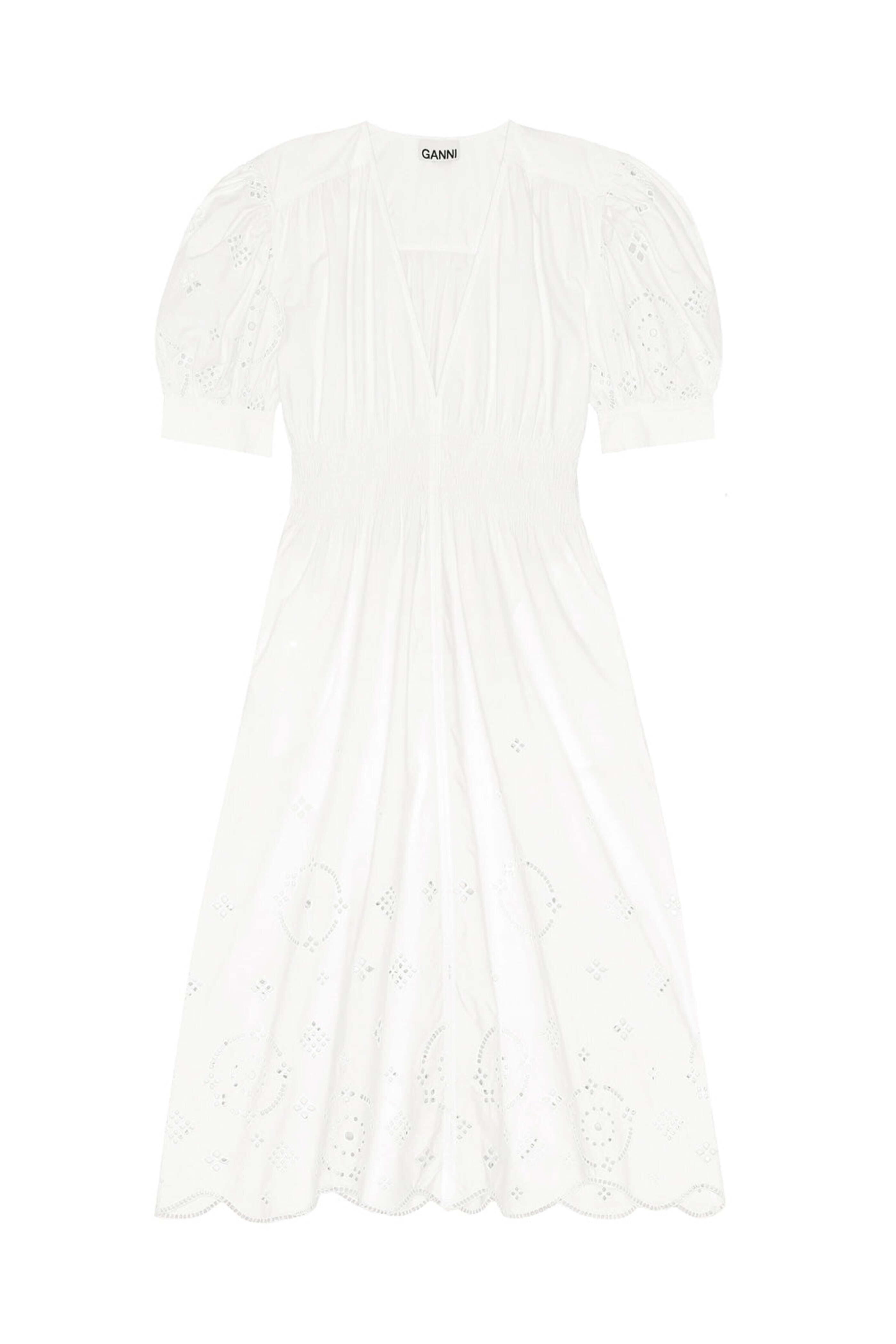 Ganni - Bright White Broderie Anglaise Maxi Dress