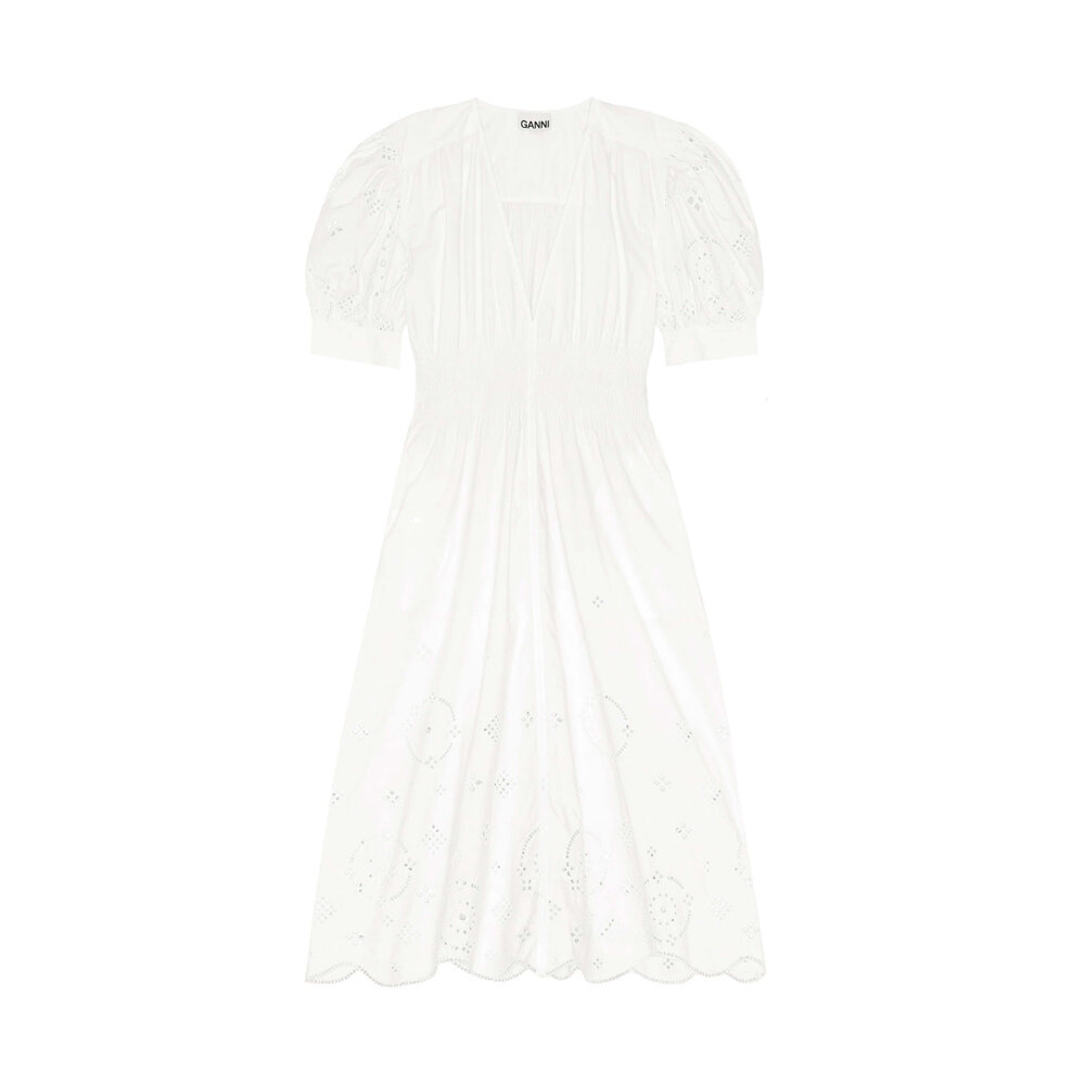 Ganni - Bright White Broderie Anglaise Maxi Dress Ganni - Bright White Broderie Anglaise Maxi Dress