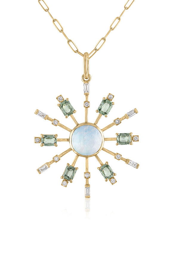 Loriann Starburst Moonstone & Sapphire Necklace