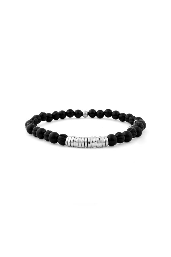 Tateossian - Black Agate Beaded Stretch Bracelet