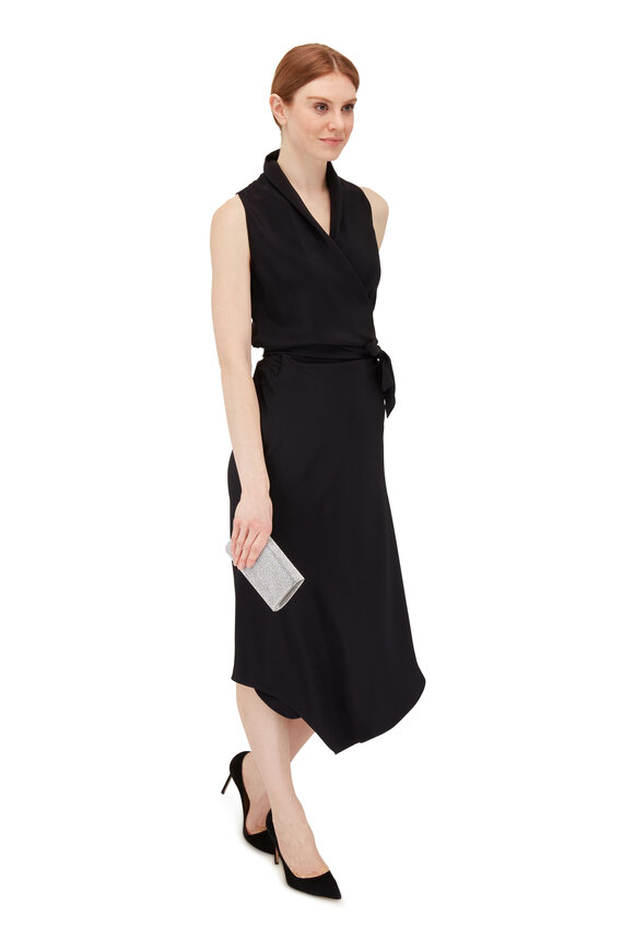 Peter Cohen Victor Black Silk Wrap Dress  - view 4