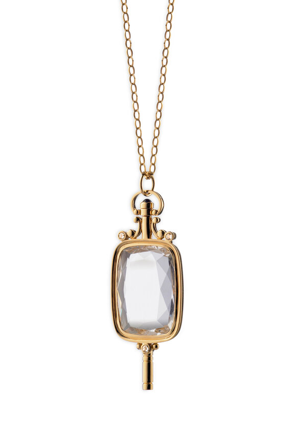 Monica Rich Kosann - Yellow Gold Crystal Pocketwatch Key Necklace