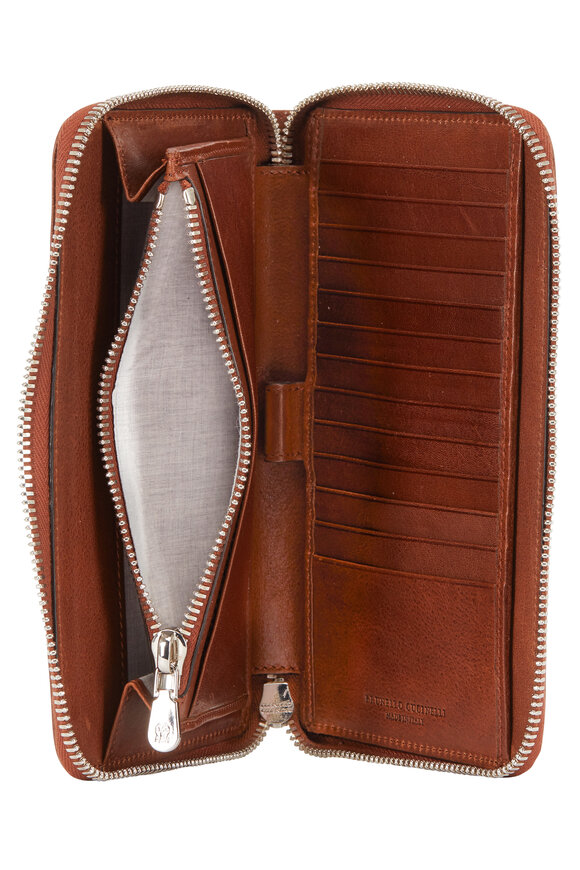 Brunello Cucinelli - Brown Leather Zip Travel Case 